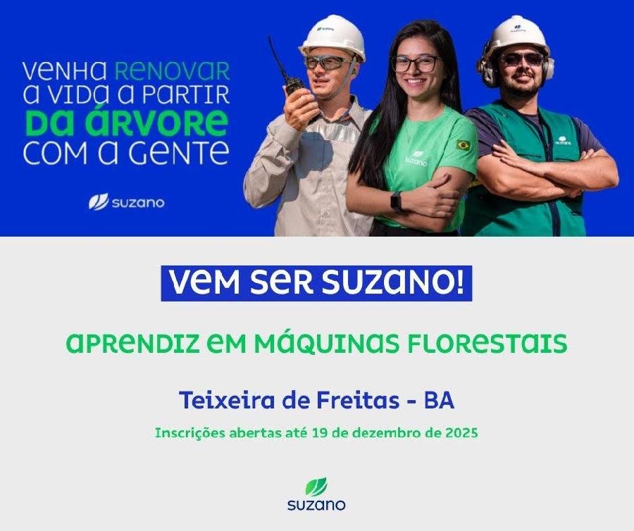 A Suzano está com inscrições abertas para oportunidades de trabalho