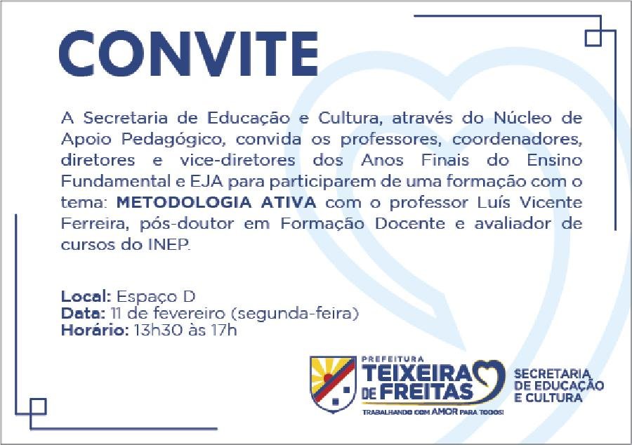  SMEC promove formação com o Prof. Luiz Vicente para professores da rede pública municipal