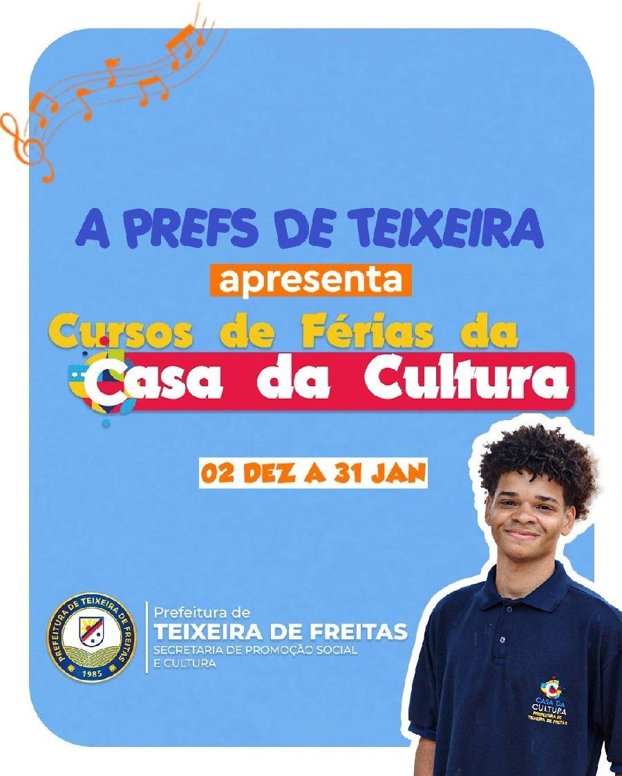Prefeitura abre Inscrições para cursos de férias na Casa da Cultura Prefeitura abre Inscrições para cursos de férias na Casa da Cultura