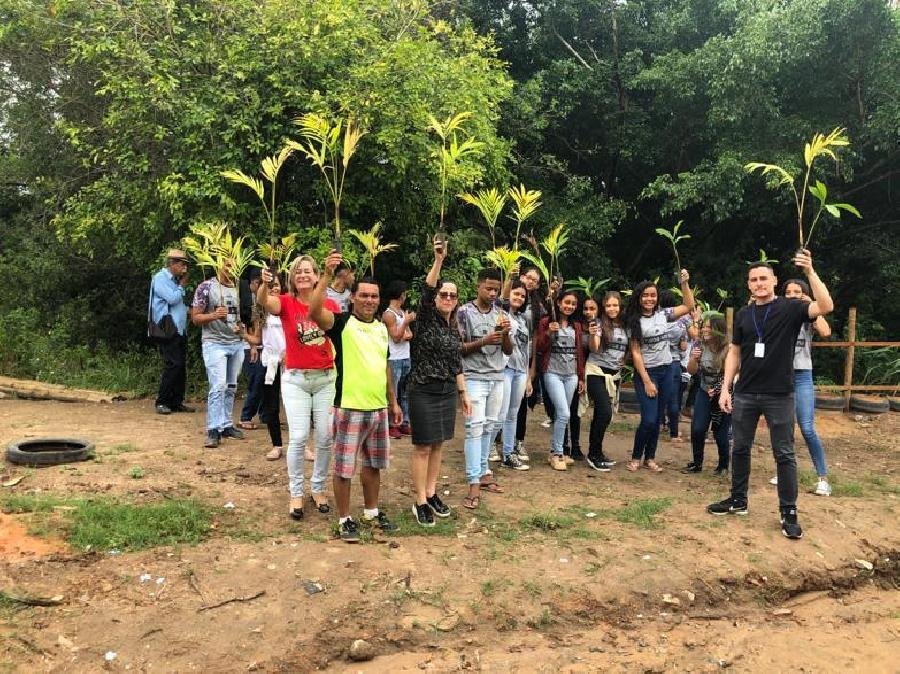 Projeto Viveiro Educador realiza plantio de mudas frutíferas com ajuda de alunos da Escola Clélia