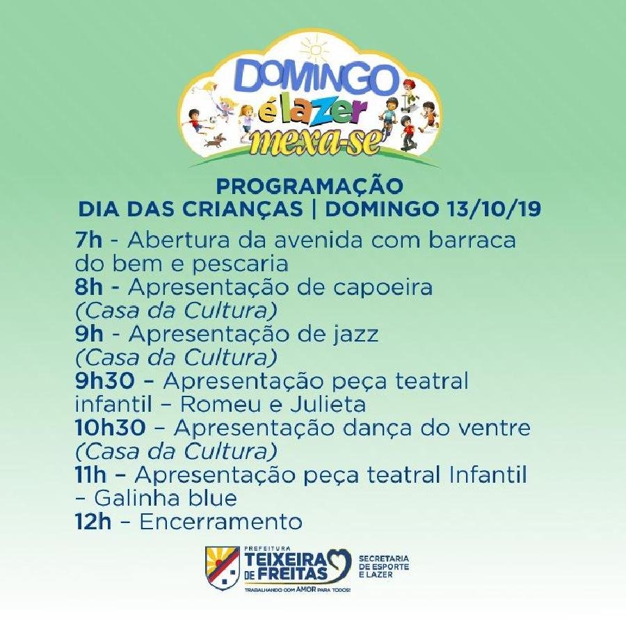 Domingo é Lazer promove Dia das Crianças neste domingo (13)