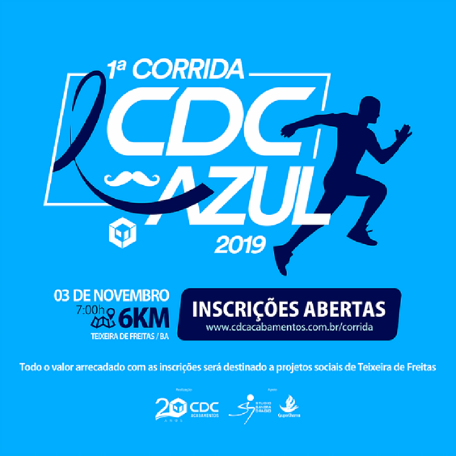Com o objetivo de comemorar e ajudar, a CDC Acabamentos promoverá a 1ª Corrida Azul