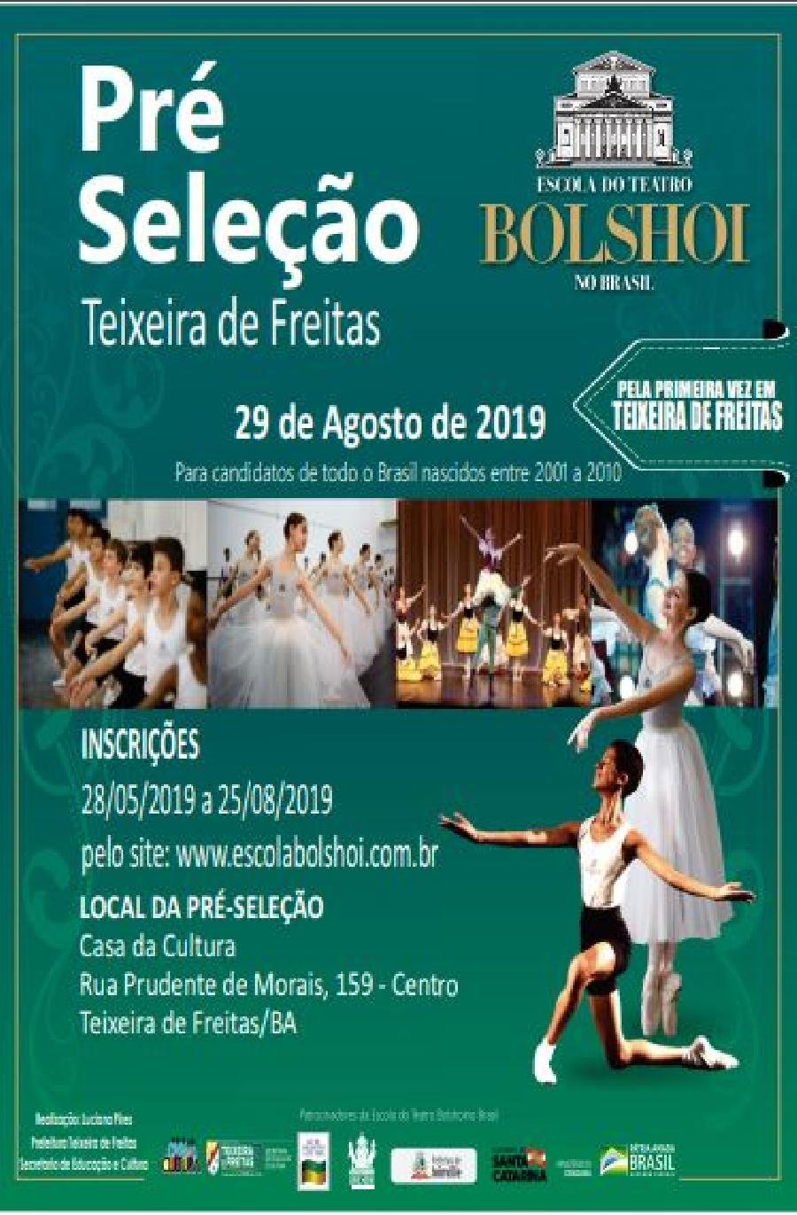  Inscrições para pré-seleção do Bolshoi em Teixeira de Freitas iniciam dia 28 de maio