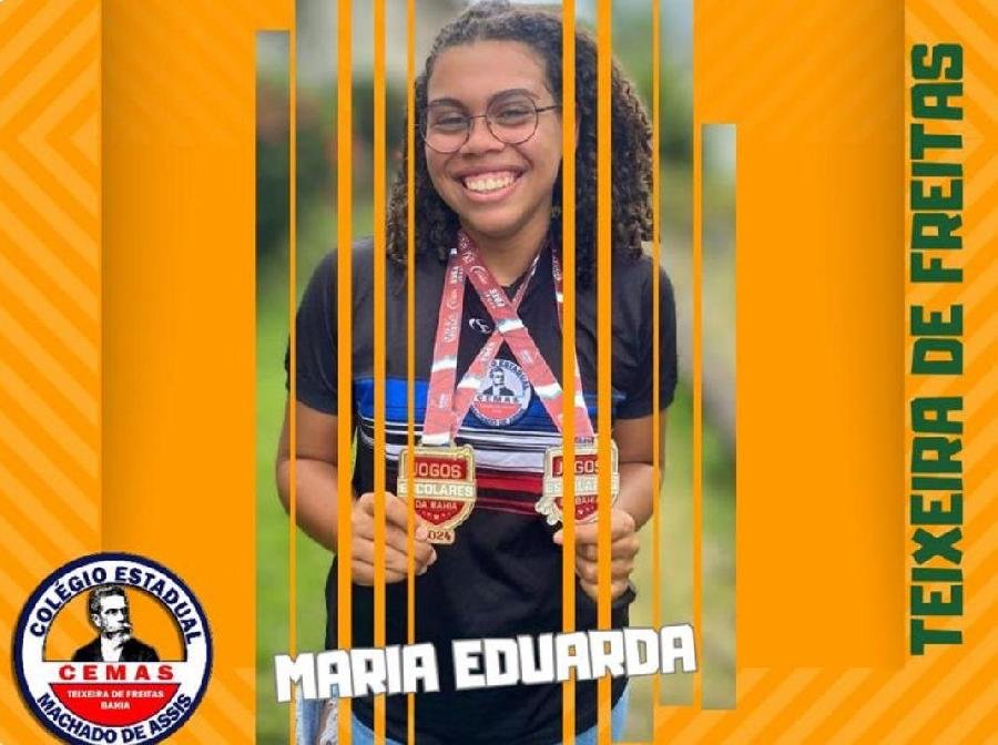 Maria Eduarda conquista ouro no estadual e leva orgulho para Teixeira de Freitas