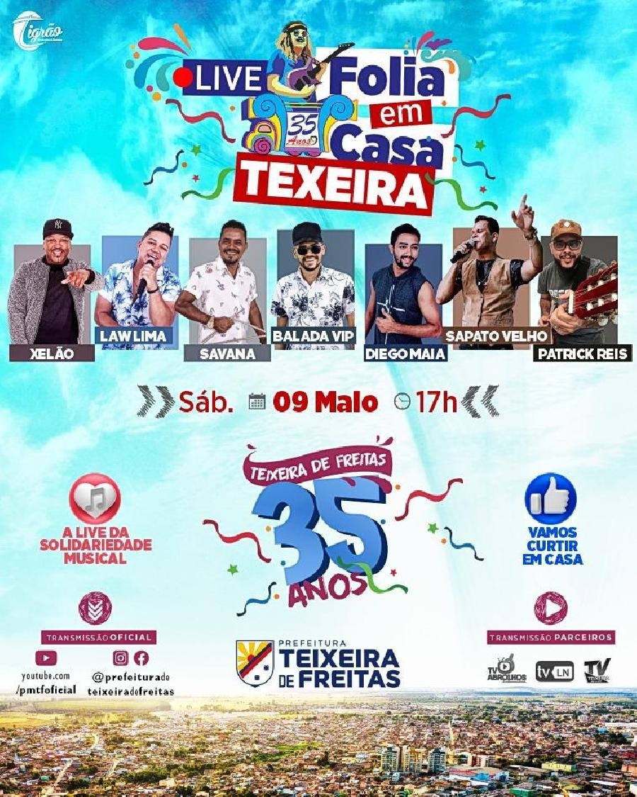 Festa da Cidade será virtual com a “Folia em Casa Teixeira”