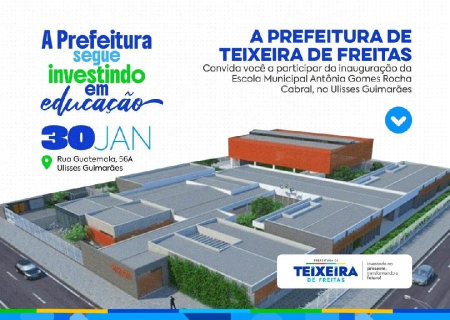 Nova escola no Ulisses Guimarães será inaugurada amanhã, às 16h